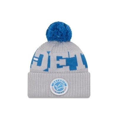 Grey Detroit Lions Hat - New Era NFL Alternate Cold Weather Sport Knit Beanie USA6589703